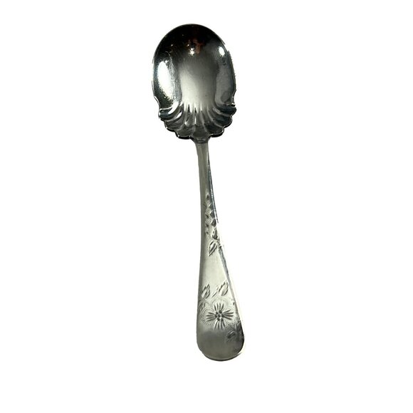 Vintage Rockford Sugar Spoon Rockport Silverplate S. P. Co 5 Star Line Flowers - Picture 1 of 11